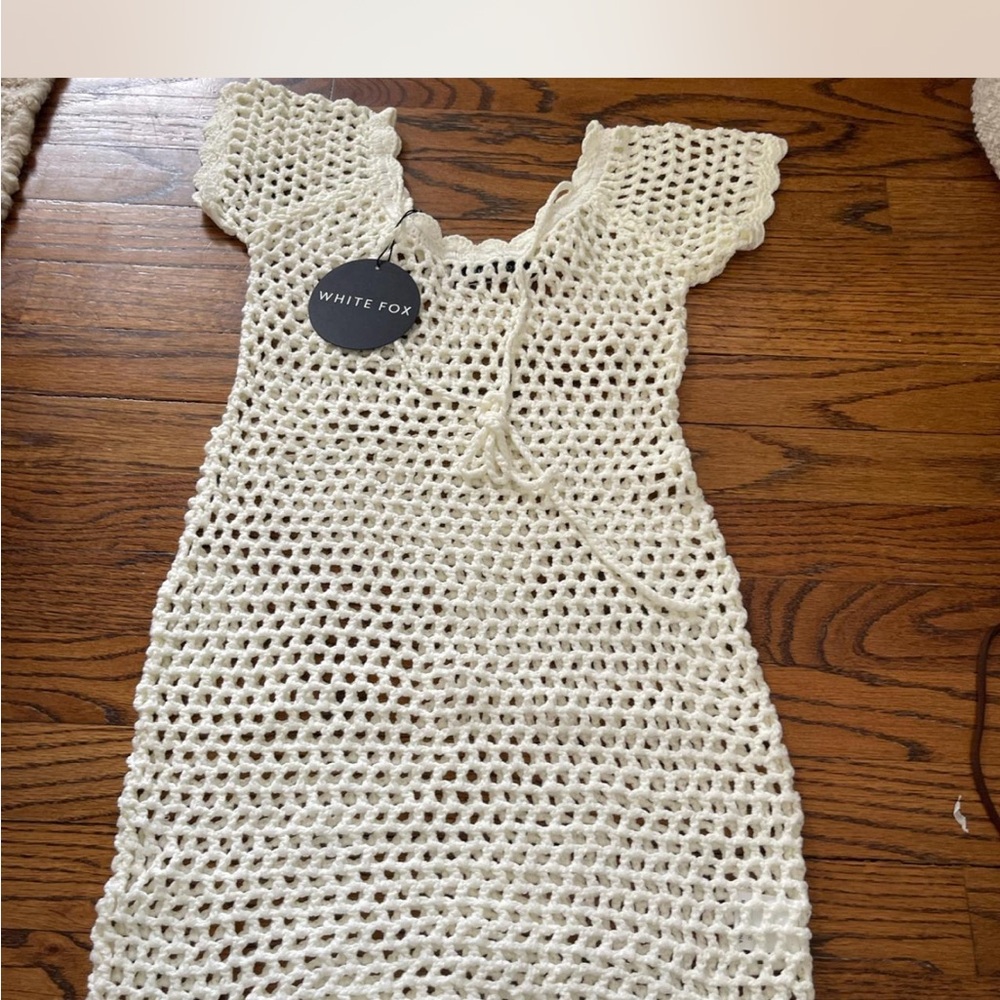 White Fox Boutique Off-White Crochet Mini Dress